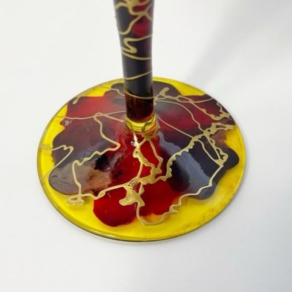 Hand Painted Romanian Art Martini Glass, Gold Thread Accents, Set of One (1) - Picture 6 of 6